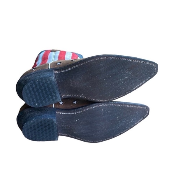 Rockin Country Western Patriotic American Flag Star Spangled Men’s Cowboy Boots - Picture 3 of 4